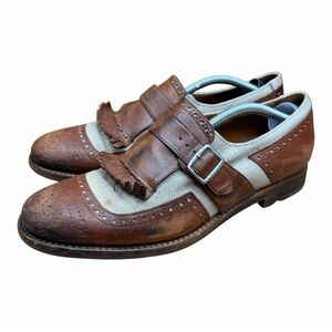 CHURCH'S SHANGHAI Monk Unisex W7.5| Men 6 Strap Tassel Leather Shoes Brow Beige